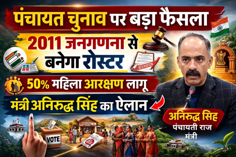 हिमाचल पंचायत चुनाव 2026: 2011 जनगणना के आधार पर बनेगा नया आरक्षण रोस्टर, मंत्री अनिरुद्ध सिंह का बड़ा बयान